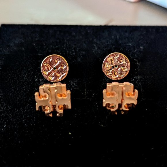 Tory Burch Small T Logo Studs - Rose Gold - Picture 4 of 4